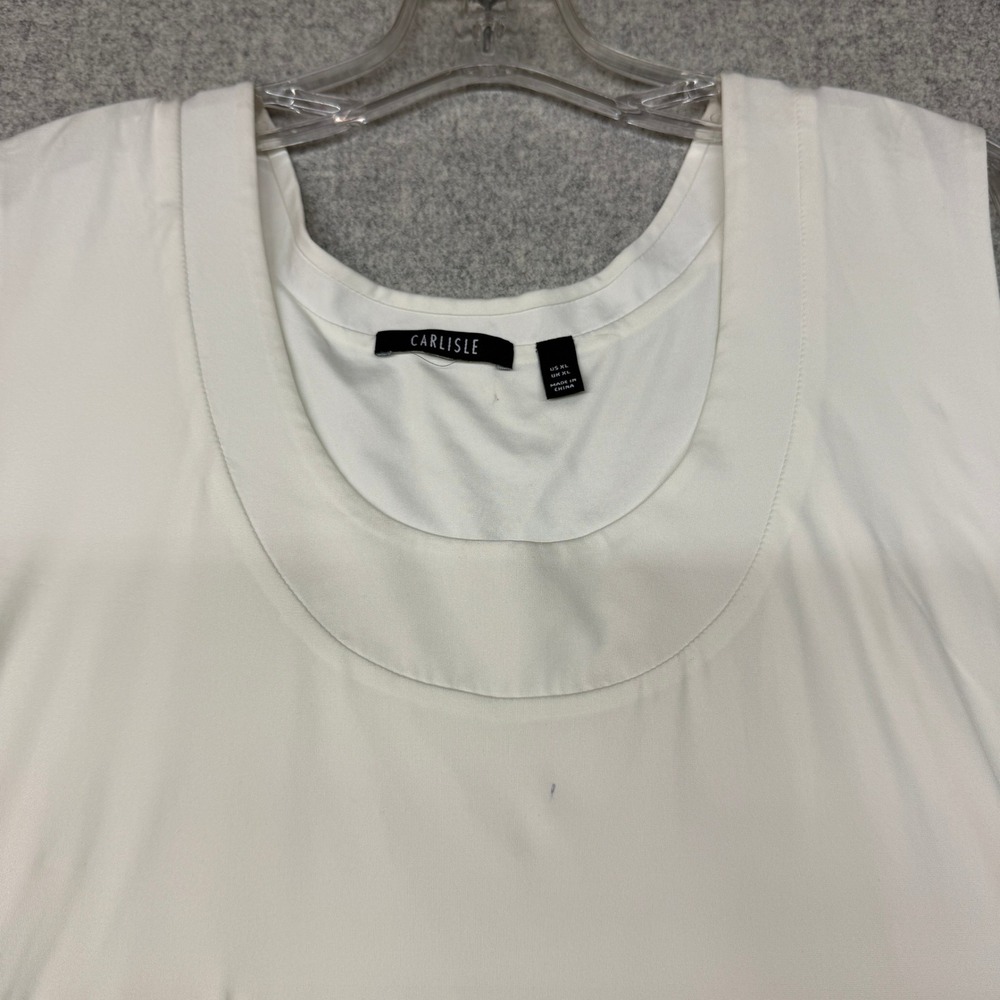 Carlisle Sleeveless Shell Top XL White Nylon Spandex Scoop Neck Layering Stretch - Picture 5 of 8